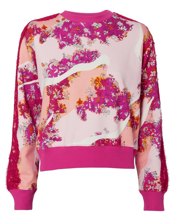 Emilio Pucci Floral Lace Sweatshirt Pink P