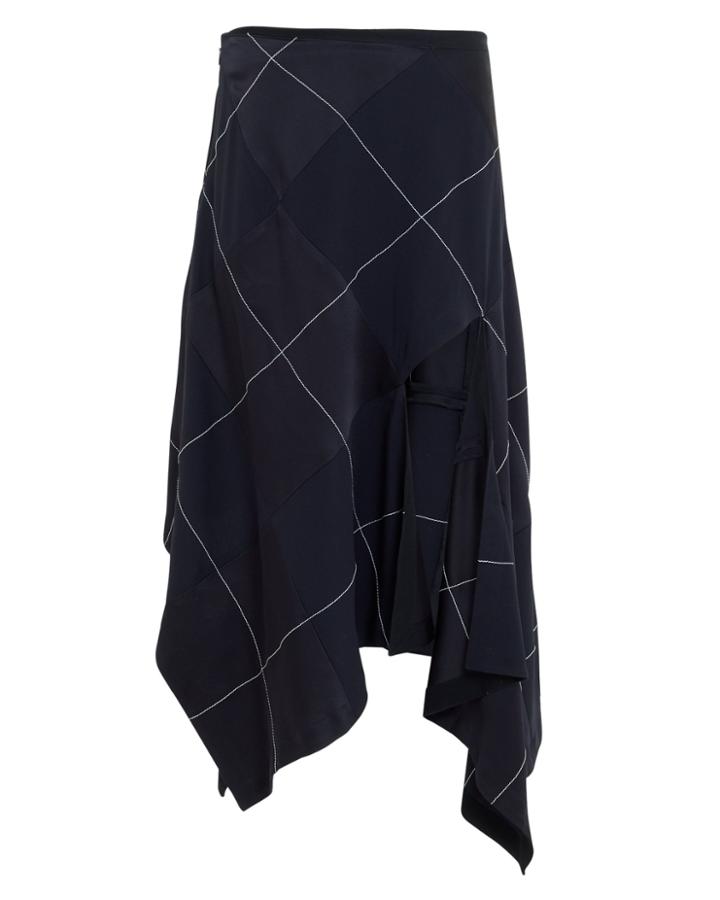 Monse Argyle Asymmetrical Skirt Navy 2