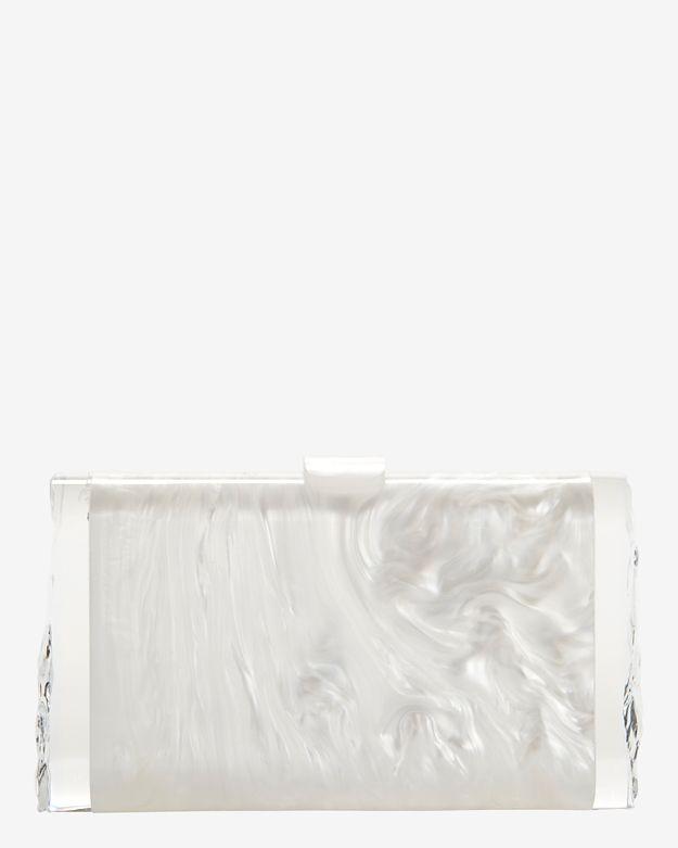 Edie Parker Lara Ice Ends Box Clutch: White