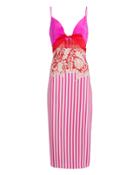 Cushnie Et Ochs Cushnie Tropical Twisted Midi Dress Pink/red/white 2
