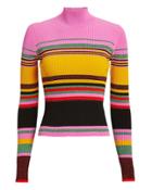 Diane Von Furstenberg Dara Stripe Sweater Pink/yellow/stripe S