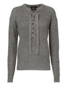 Intermix Designers Remix Kimmy Lace-up Melange Sweater Grey P