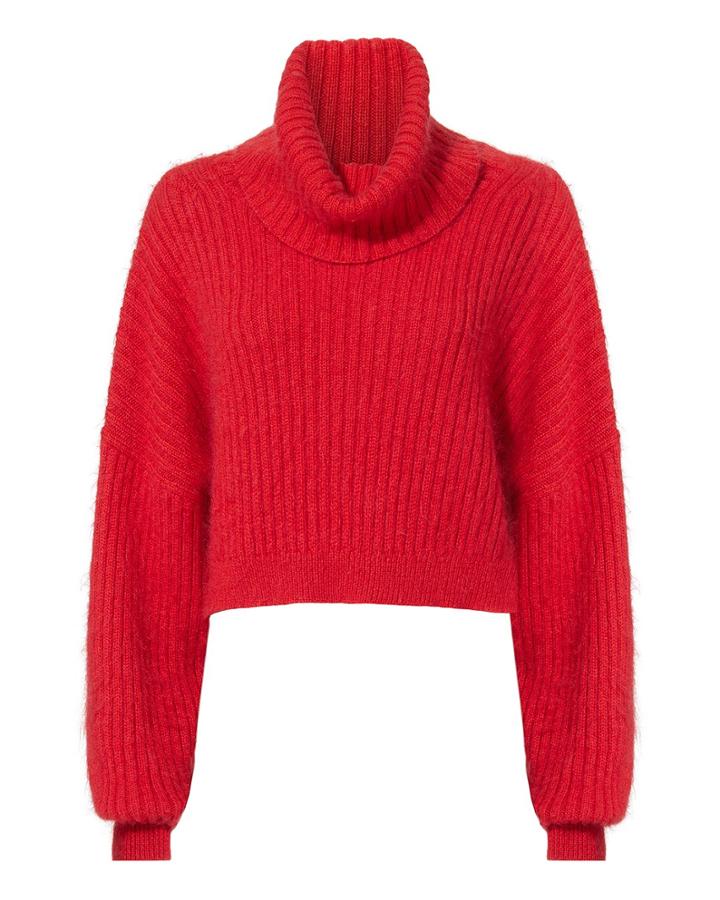 3.1 Phillip Lim Oversized Red Mohair Turtleneck Red P