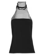 Cushnie Et Ochs Cushnie Chiffon High Neck Halter Top Black 4