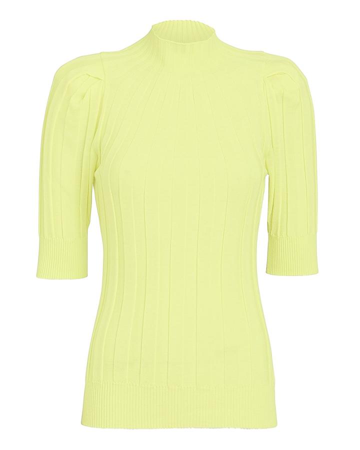 Adam Lippes Ribbed Puff Sleeve Sweater Green-lt M
