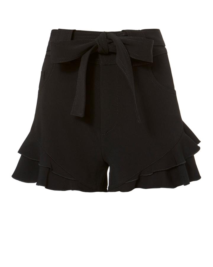 Derek Lam 10 Crosby Black Crepe Ruffle Shorts Black 2