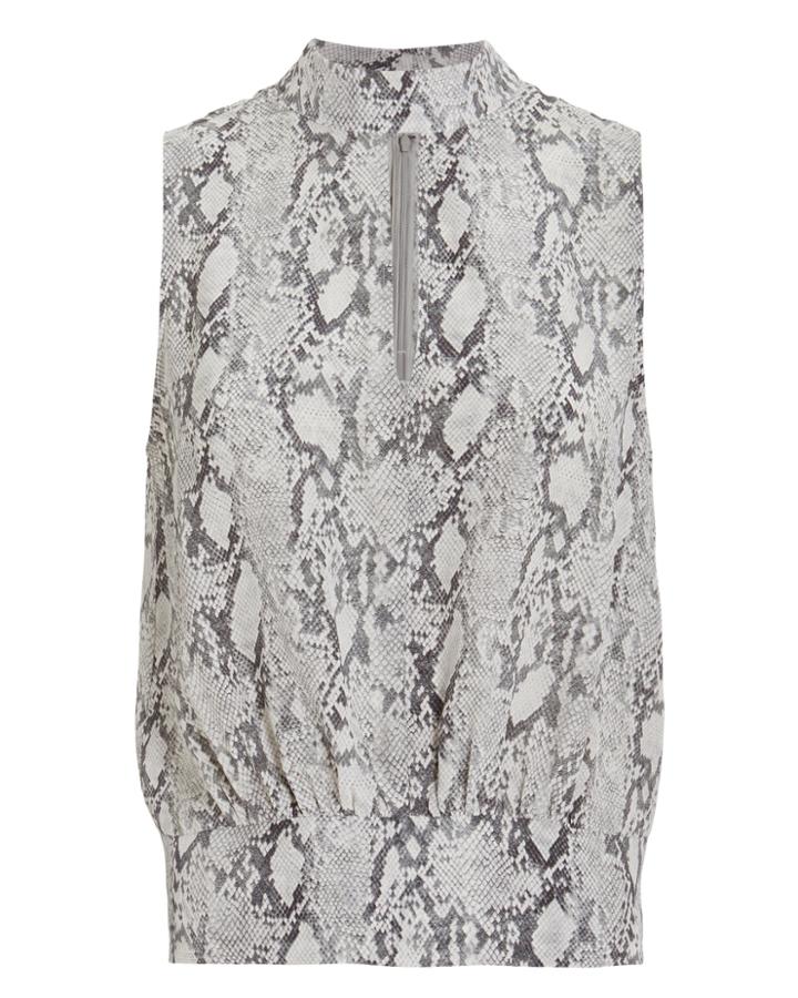 Frame Python Sleeveless Party Top Grey/python S