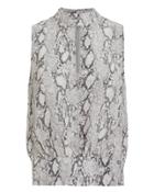 Frame Python Sleeveless Party Top Grey/python S