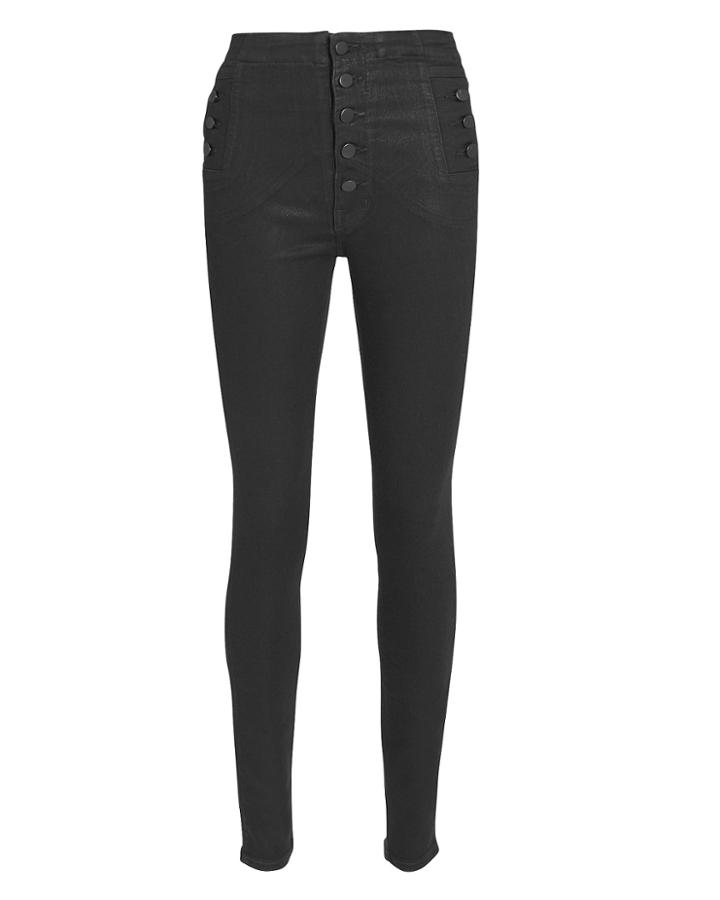 J Brand Natasha High Rise Black Coated Skinny Jeans Black 23