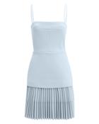 Dion Lee Ellipse Pleated Mini Dress Light Blue 10