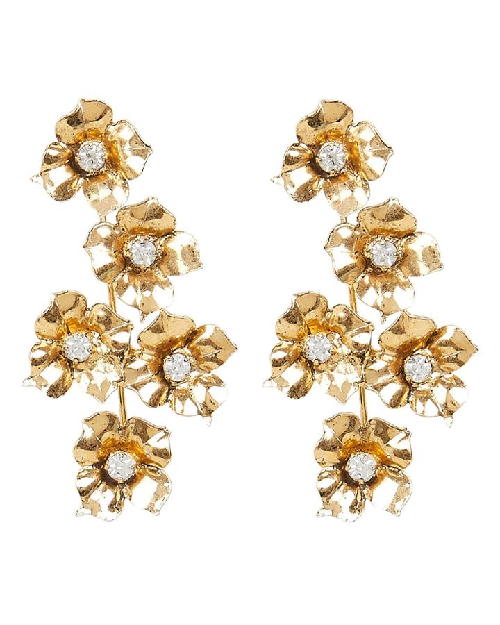 Jennifer Behr Myra Flower Drop Earrings Yellow Gold 1size