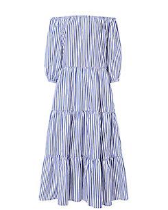 Mds Stripes Tiered Stripe Dress