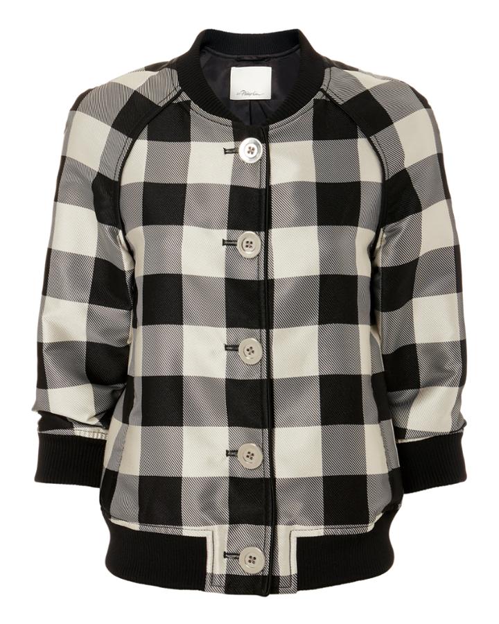 3.1 Phillip Lim Gingham Jacquard Bomber Blk/wht 2