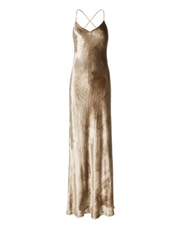 Michelle Mason Gold Velvet Bias Gown