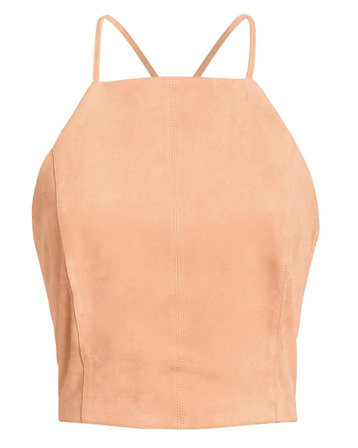 5th & Mode Fifth & Mode Brooklyn Lace-up Suede Top Blush 2