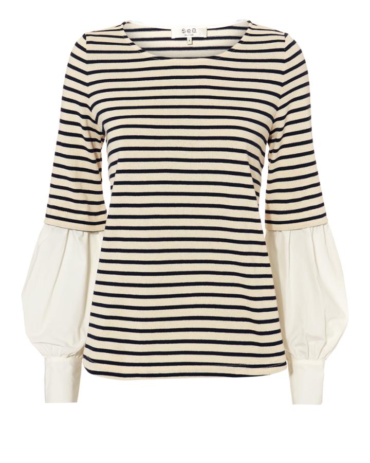 Sea Levine Striped Top Ivory P