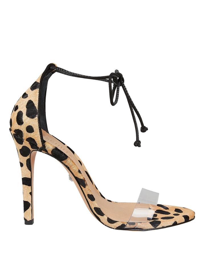 Schutz Josseana Haircalf Tie Ankle Sandals Leopard 10