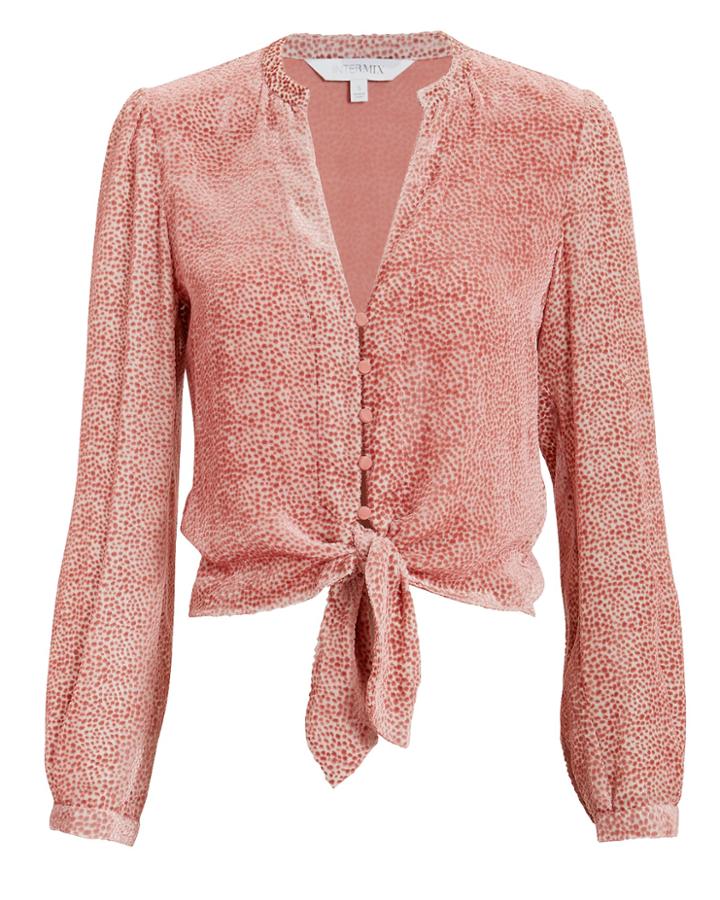 Exclusive For Intermix Intermix Candice Burnout Velvet Top Blush L