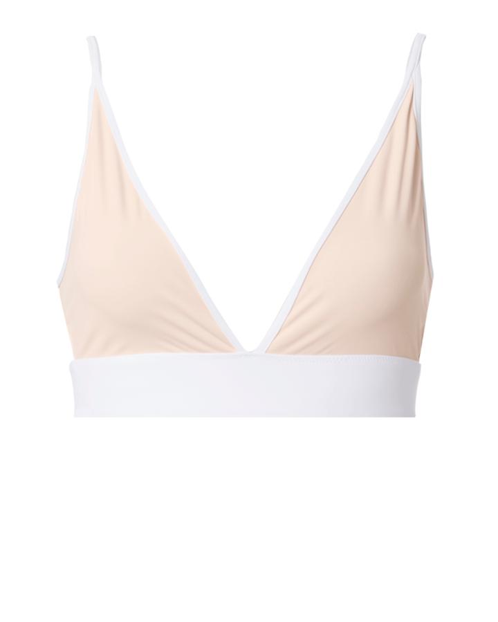 Jonathan Simkhai Reversible Plunge Neck Bikini Top Pink S