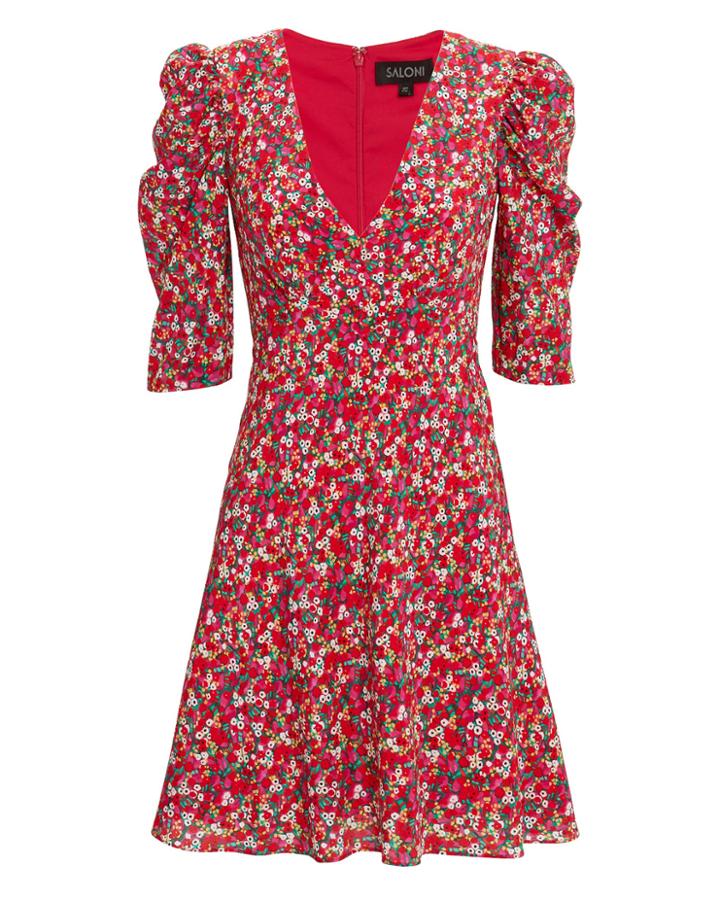 Saloni London Saloni Colette Mini Dress Red Floral 4