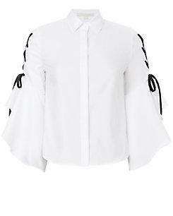 Jonathan Simkhai Lace-up Sleeve Poplin Shirt