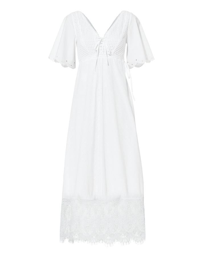 Mcq By Alexander Mcqueen Long Broderie White Maxi Dress White 36