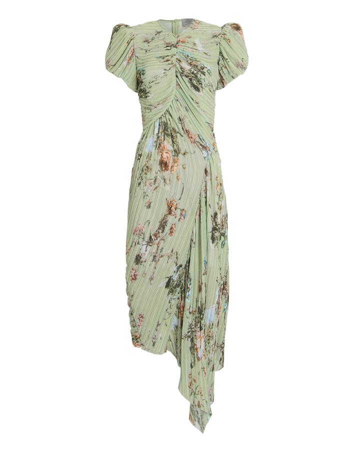 Preen By Thornton Bregazzi Tessa Pliss Georgette Dress Green/floral P