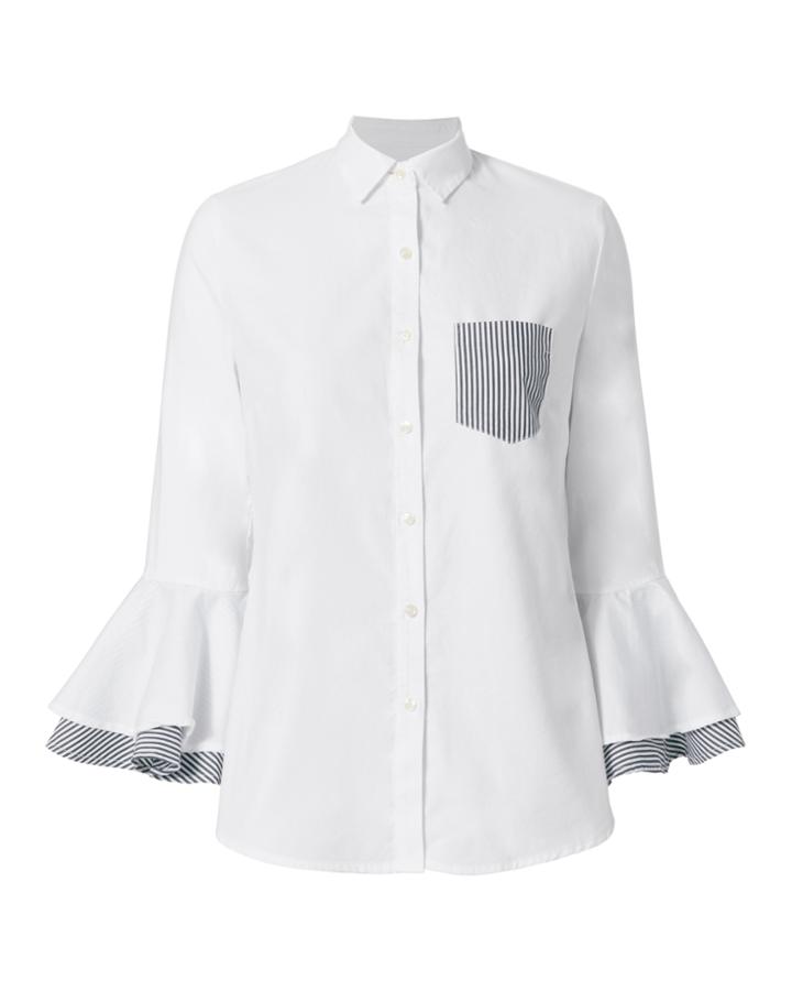 Birds Of Paradis Bell Sleeve Contrast Blouse