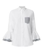 Birds Of Paradis Bell Sleeve Contrast Blouse