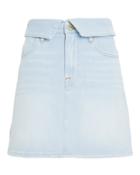 Frame Le High Mini Foldover Socco Denim Skirt Light Blue Denim 25