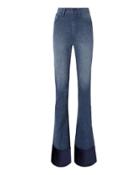 Brandon Maxwell Satin Cuff Bell Bottom Jeans Denim 25