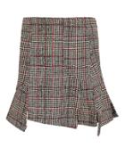 Mcq By Alexander Mcqueen Short Cut Up Zip Skirt Red Plaid 36