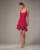 Jonathan Simkhai Pink Bustier Ruffle Hem Mini Dress Dark Pink 2