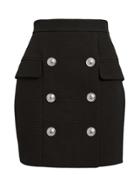Balmain Button-embellished Mini Skirt Black 40