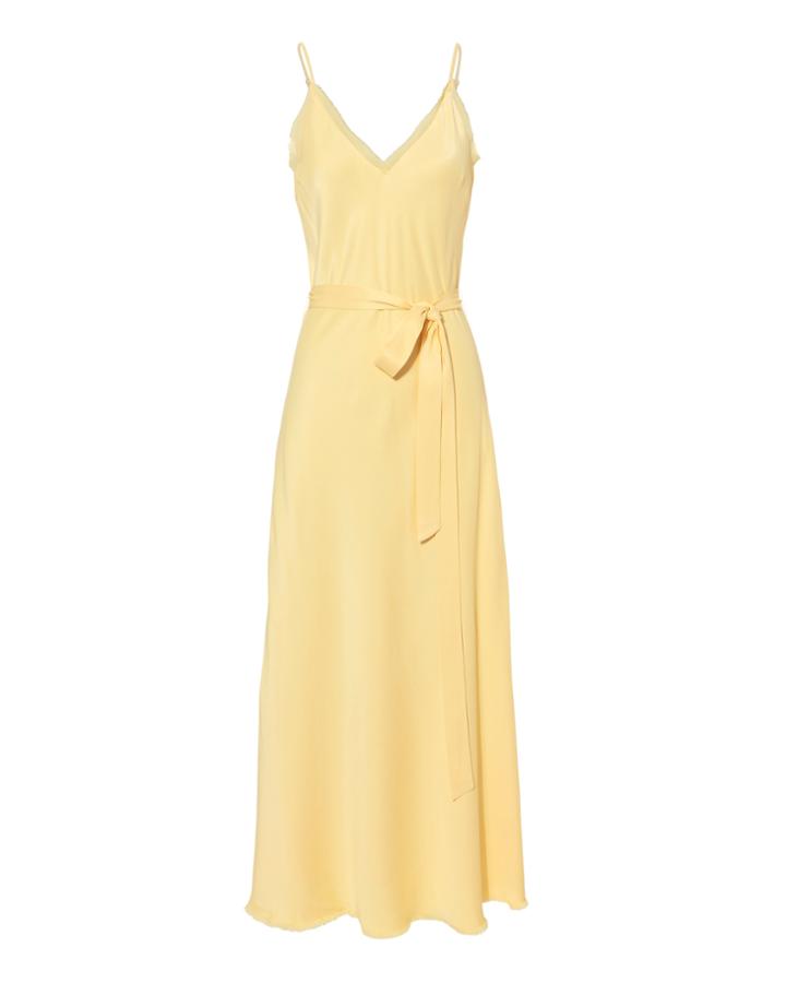 Frame Satin Tie Slip Dress Yellow S