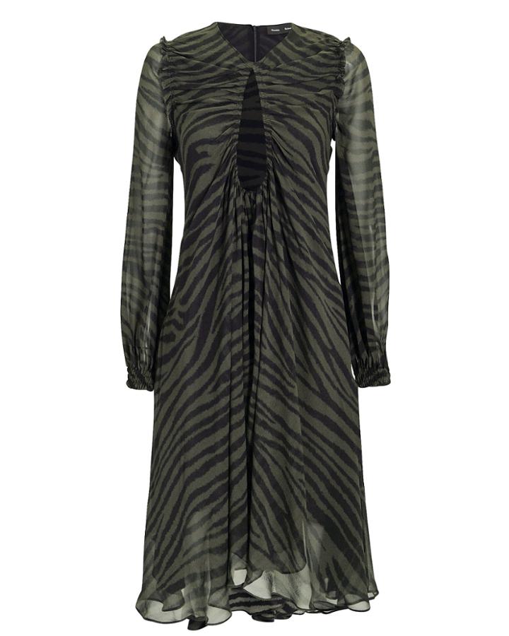 Proenza Schouler Tiger Chiffon Dress Green 4