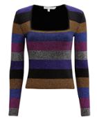 Torn Ronny Kobo Metallic Stripe Top Black/silver/purple S