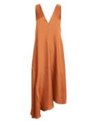 Tibi V-neck Draped Dress Rust 6