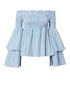 Caroline Constas Appolonia Off Shoulder Striped Top