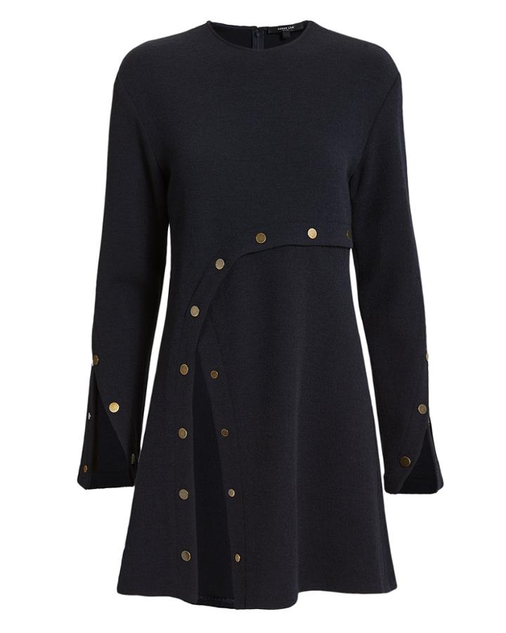 Derek Lam Asymmetric Snap Detail Dress Navy 40