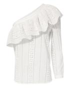 Veronica Beard Cruz Eyelet One Shoulder Top White Zero