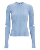 Helmut Lang Slashed Sleeve Knit Top Blue L