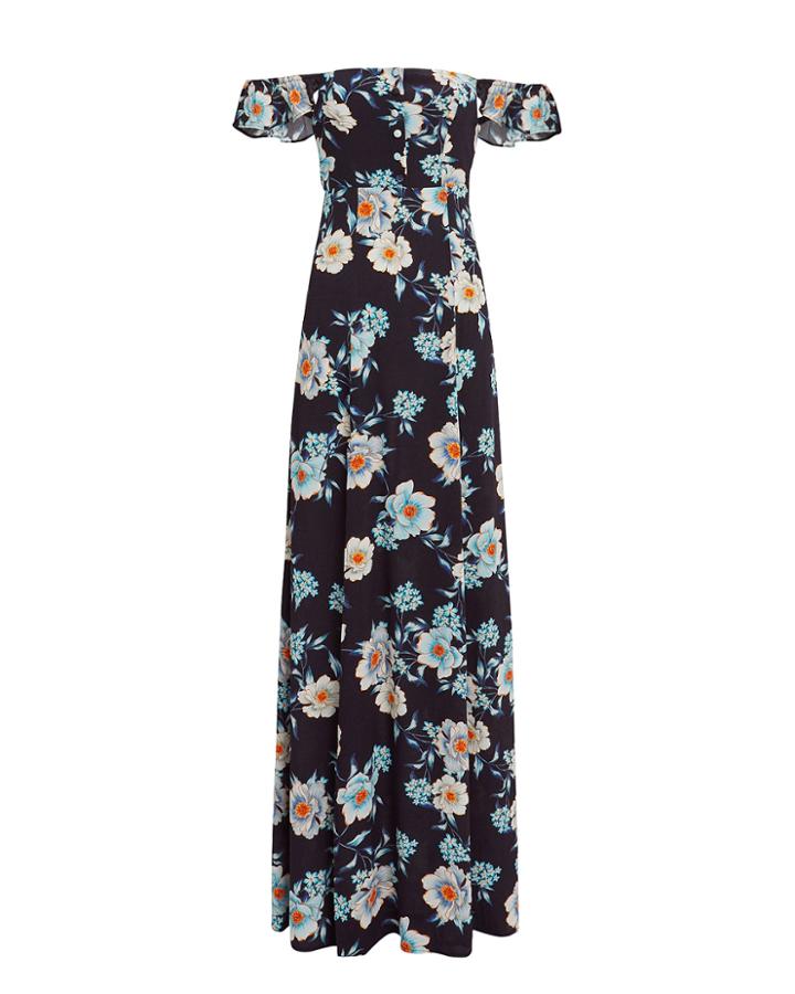 Flynn Skye Bardot Maxi Dress Navy/floral P
