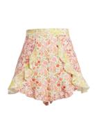 Zimmermann Floral Ruffle Patchwork Shorts Purple/red/green Floral 3