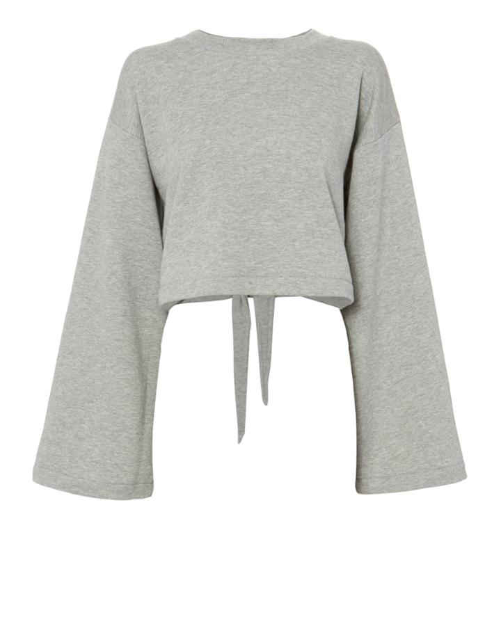 T By Alexander Wang Tie Back Cropped Sweatshirt Grey P