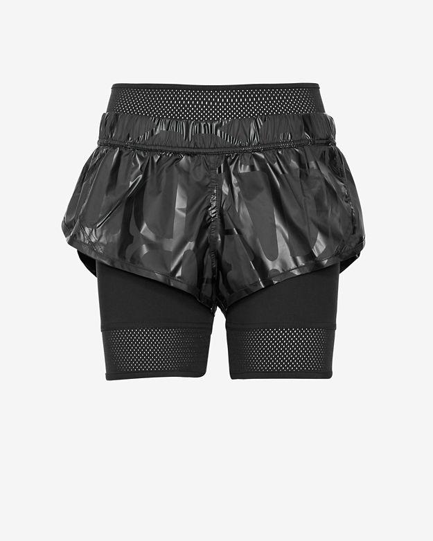Adidas By Stella Mccartney Double Layered Graphic Print Running Shorts