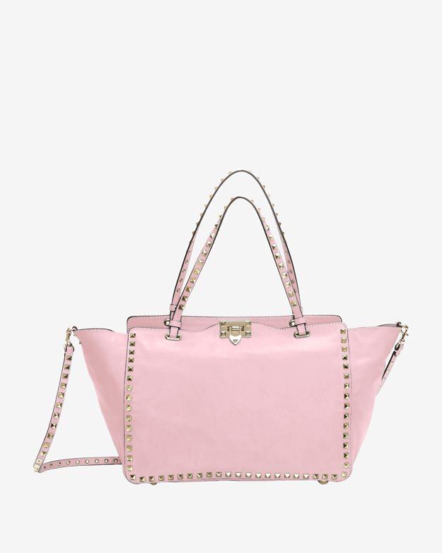 Valentino Rockstud Medium Classic Vitello Tote: Pink