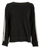 Monrow Supersoft Striped Raglan Sweatshirt Black S