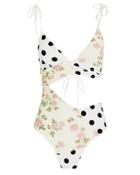 For Love & Lemons Neapolitan One Piece Swimsuit Floral/polka Dot S