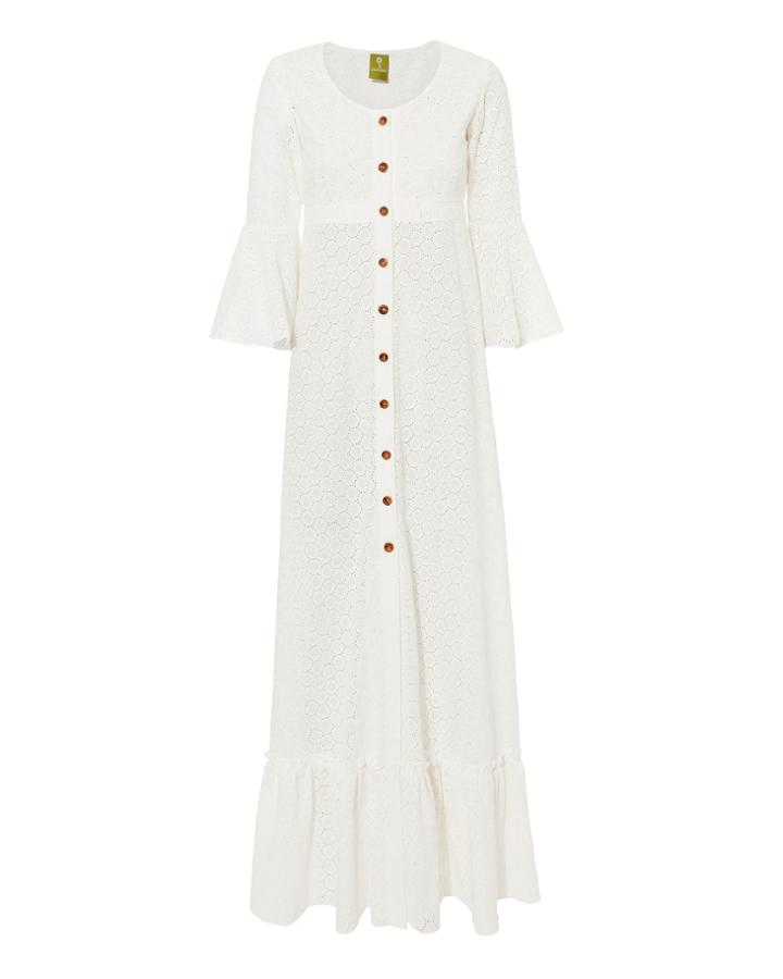 Cest La Vie C'est La V Chemisier Button Front Eyelet Maxi Dress White S